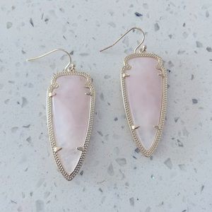 Kendra Scott Gold Drop Earrings in Rose Quartz